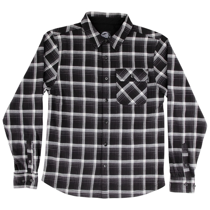 Classic Mens Santa Cruz Longsleeve Flannel Shirt Black Plaid S