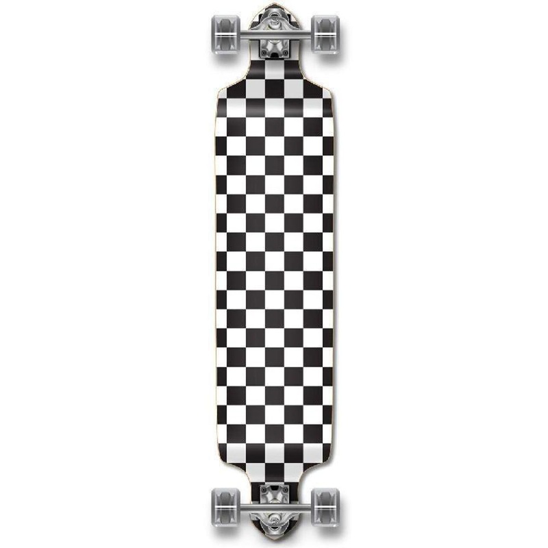 Punked Checkered White Drop Down Downhill Longboard Complete