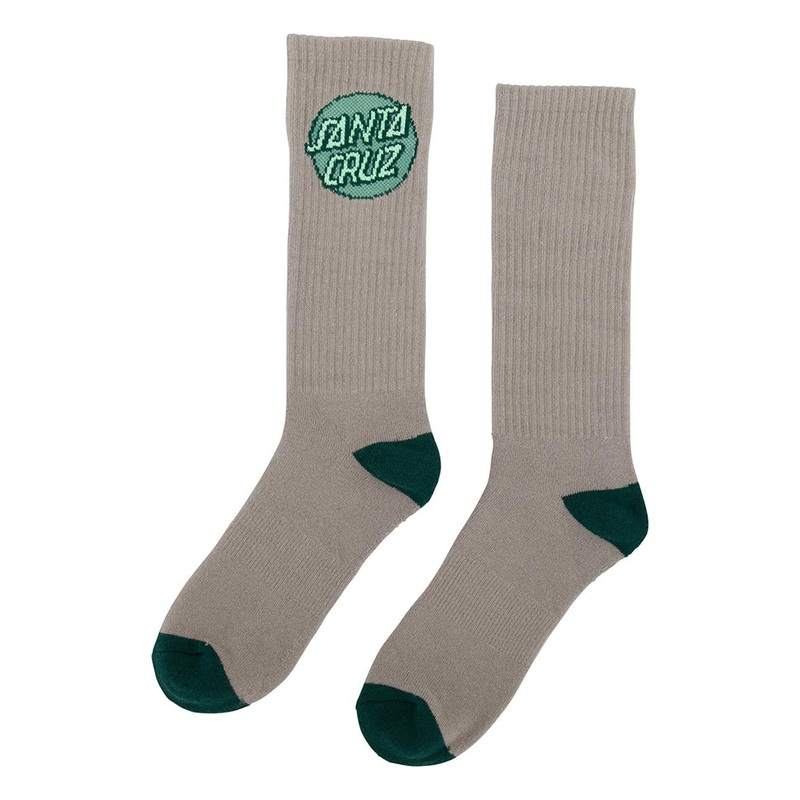 Santa Cruz Cruz 2 Pack Crew Socks Grey/ Tonal Green 9-11