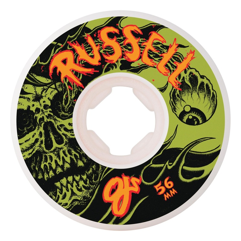 56mm Chris Russell Optic Nightmare Elite Hardline 99a OJ Skateboard Wheels White 56mm