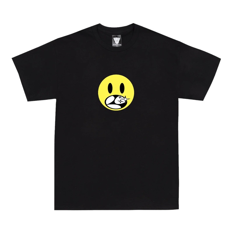 HAPPY FACE T SHIRT BLACK S