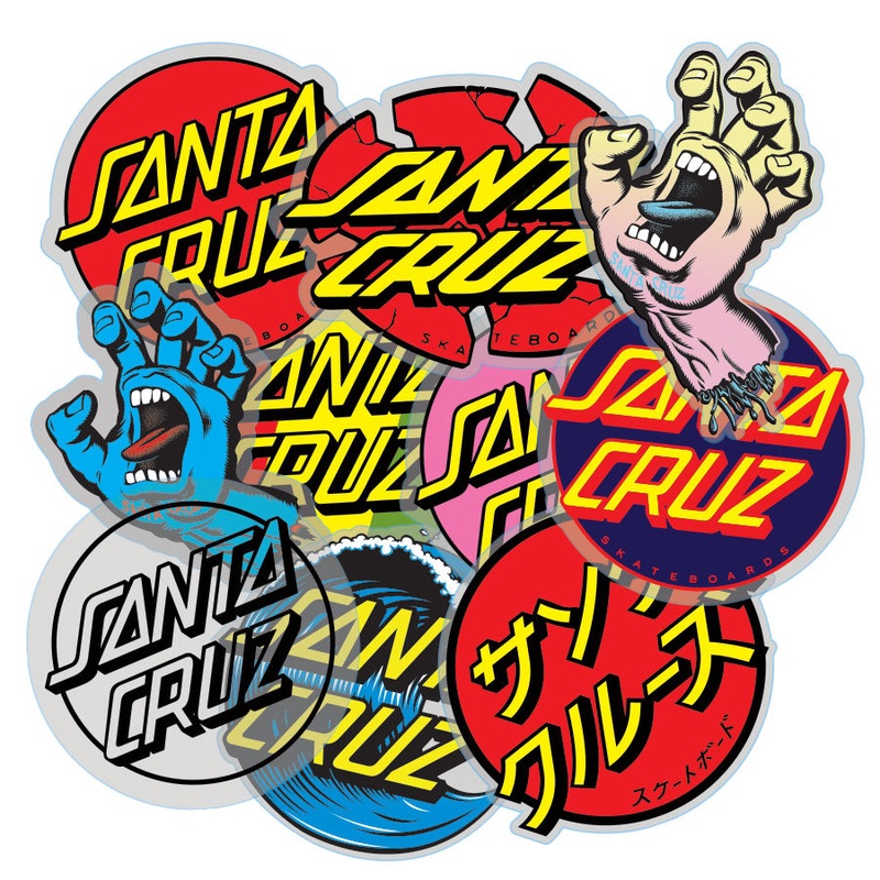 Pack of 10 Assorted 5in Santa Cruz Stickers Assorted Color No Size