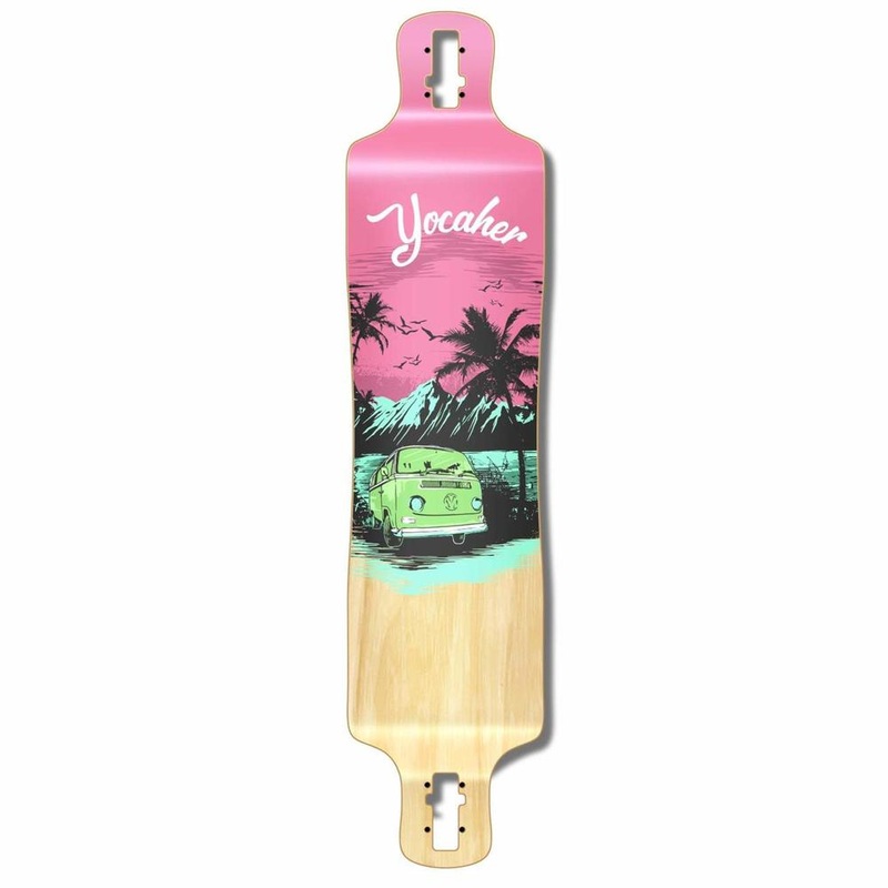 Punked Lowrider Longboard Deck – VW Series – Pink N’ Mint Deck