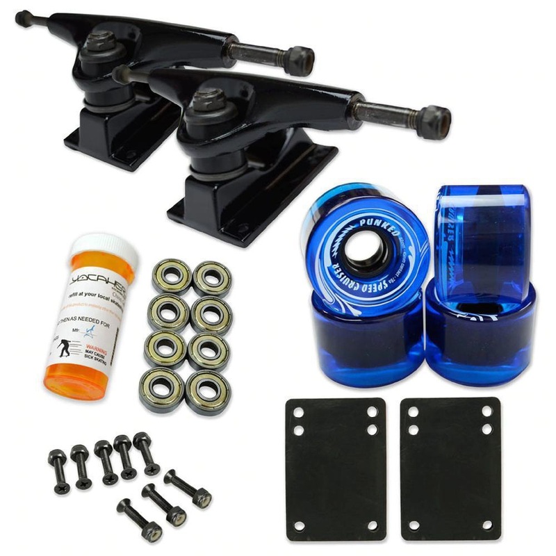 Skateboard Starter Combo Kit – With 62mm Wheels – Black Trucks Blue