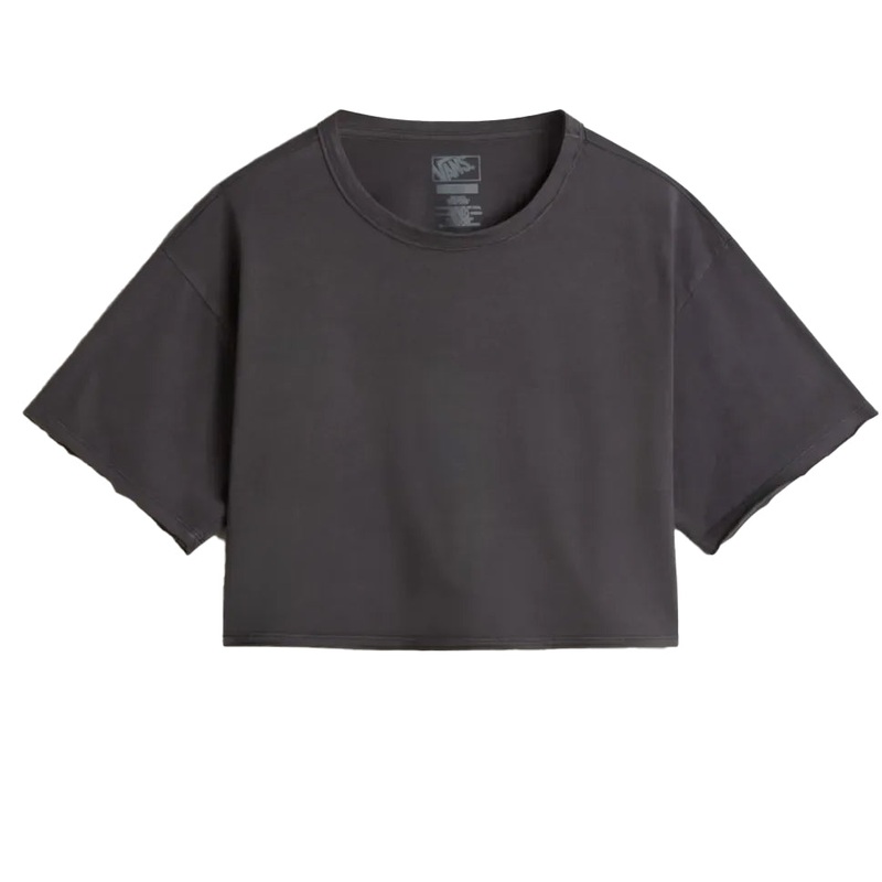Vans Womens Relaxed Crop Wash T Shirt Black Extra Small