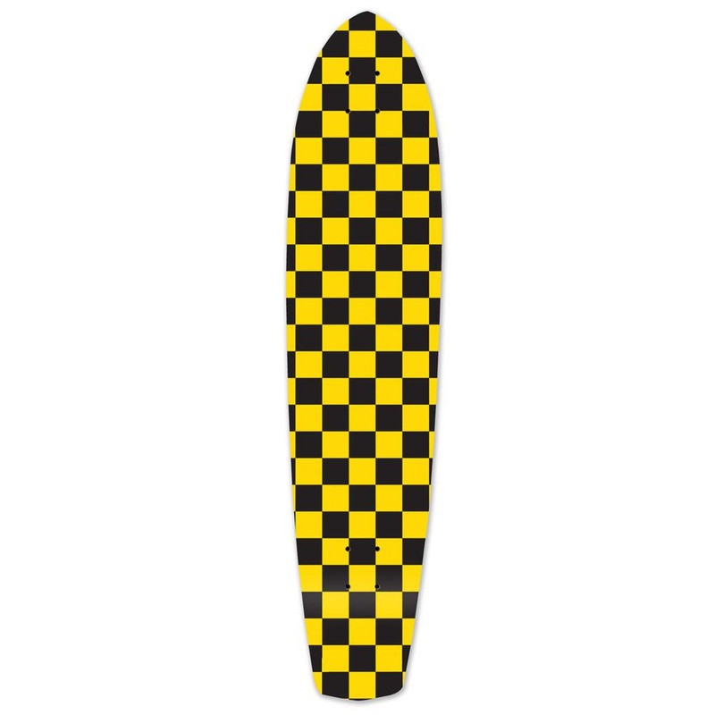 Punked Slimkick Longboard Deck – Checker Yellow Deck