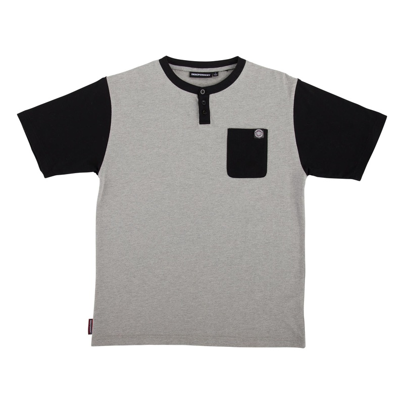 BTG Label Mens Independent Henley T-Shirt Hthr Grey/Black S