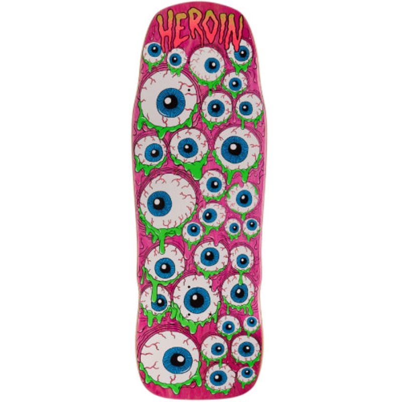 Heroin Mutant Eyeballer Shaped Skateboard Deck 10.25″ 10.25″ Pink Veneer