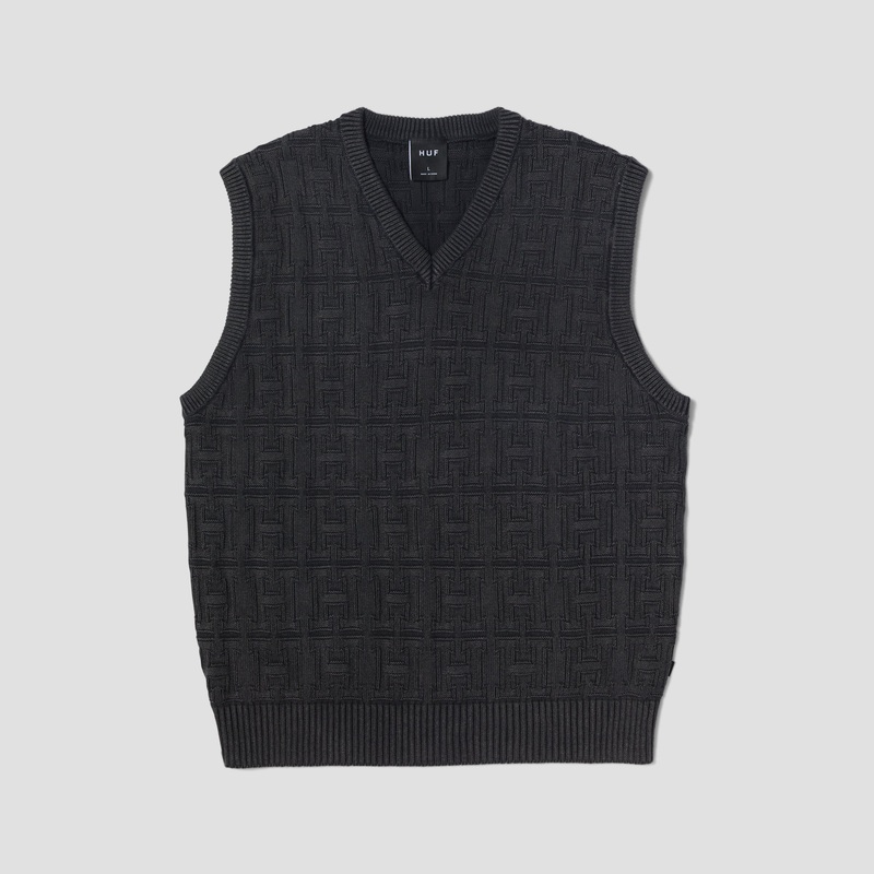 HUF Interlaced Jacquard Overdyed Vest Black Small