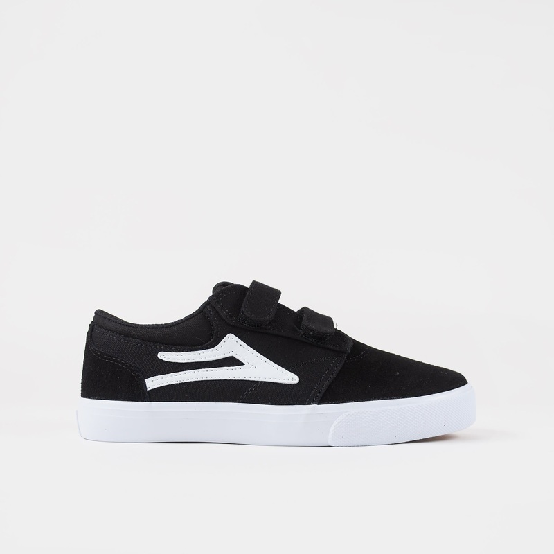 Lakai Griffin Kids Velcro – Black / White Suede Kids UK 13