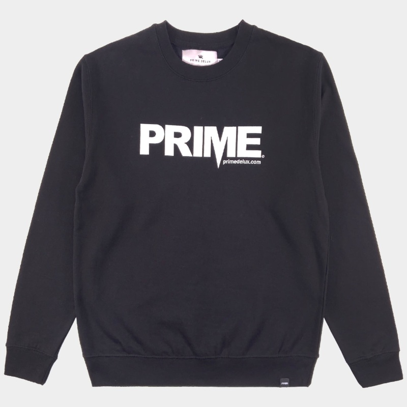 PRIME DELUX OG PREMIUM CREW SWEAT – BLACK / WHITE S