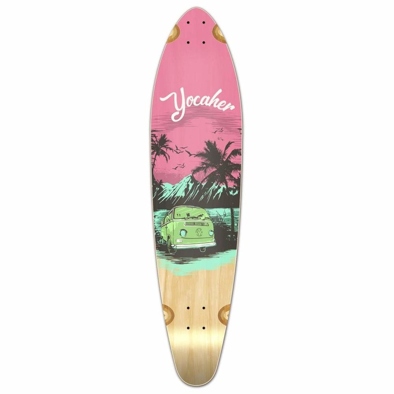 Punked Kicktail Longboard Deck – VW Series – Pink N’ Mint Deck
