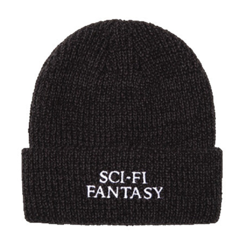 Sci-Fi Fantasy Mixed Yarn Logo Beanie Black/ Grey One size fits all