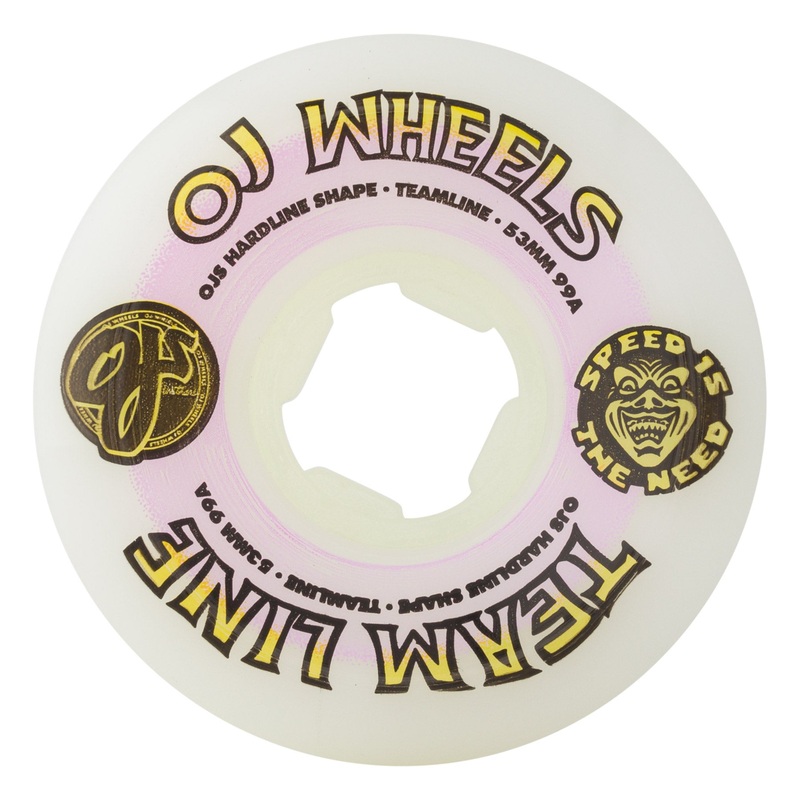 53mm Team Line Original White Purple/Yellow Hardline 99a OJ Skateboard Wheels White 53mm