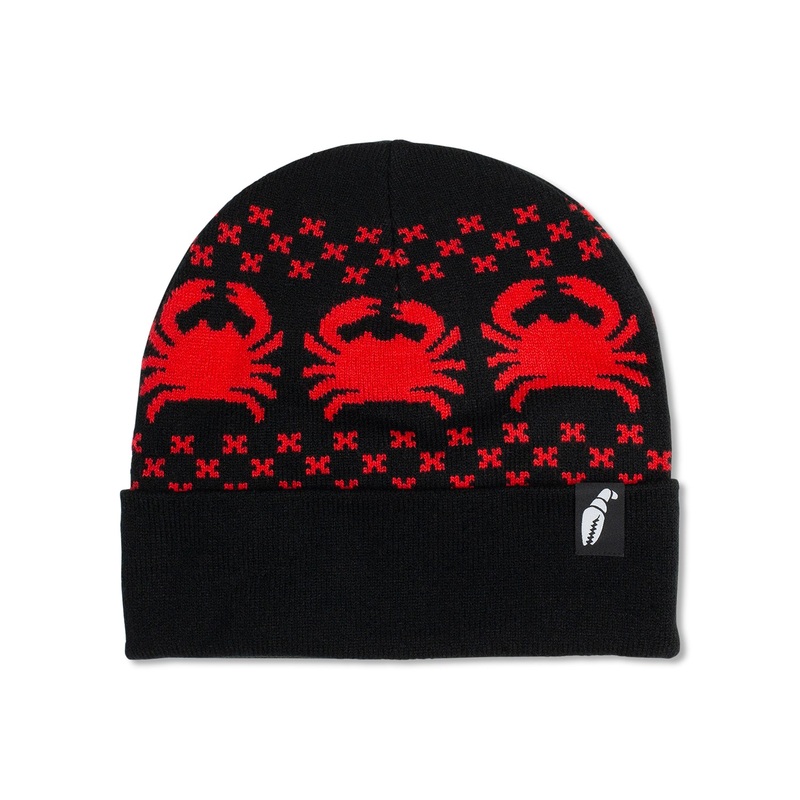 Crab Grab Nordicrab Beanie Black and Red