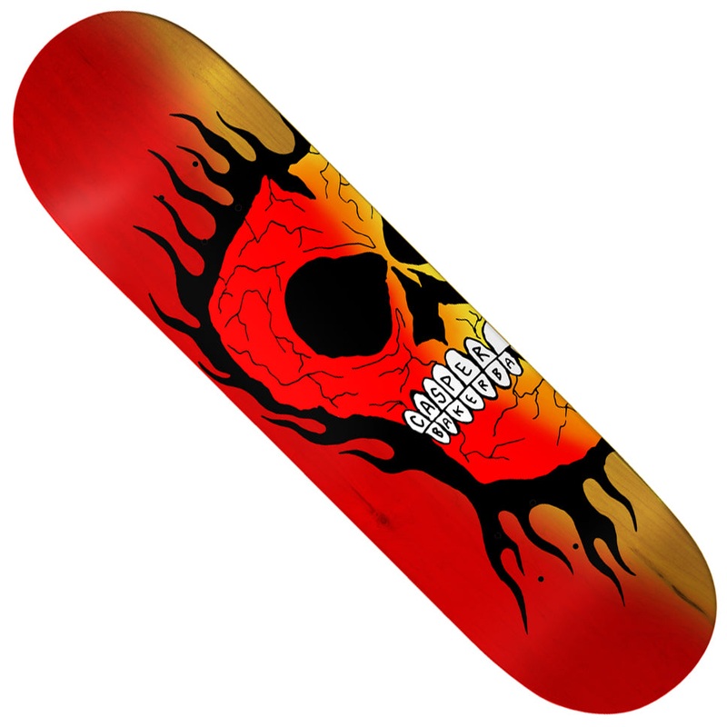 Baker Casper Brooker Rasta Skull Deck Red 8.5 x 32.5 WB:14.5