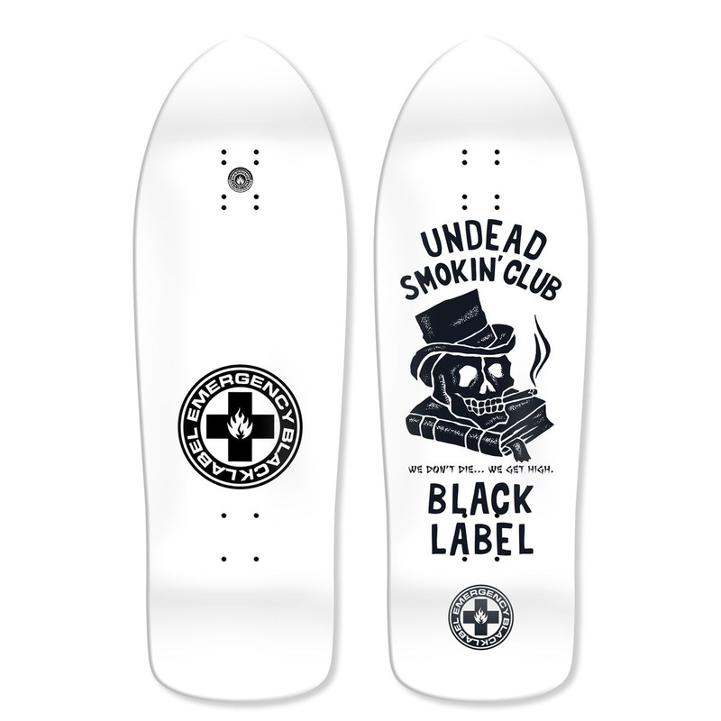 BLACK LABEL “UNDEAD SMOKING CLUB” 10.25″ WHITE DIP SKATEBOARD DECK