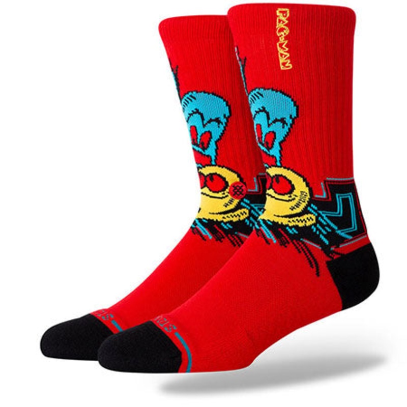 Stance Pac Man x Stance Waka Waka Waka Crew Socks Red Large