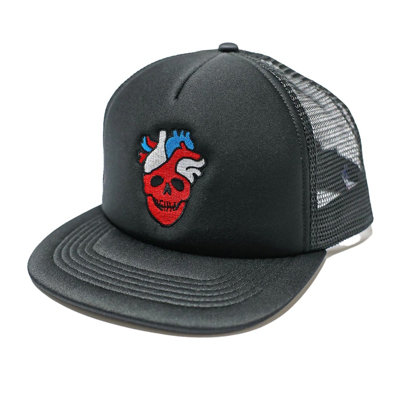 Strangelove Heart Skull Trucker Hat Black One Size Fits All