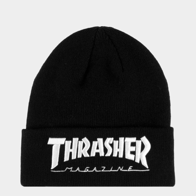 Thrasher Embroidered Logo Beanie – Black / White