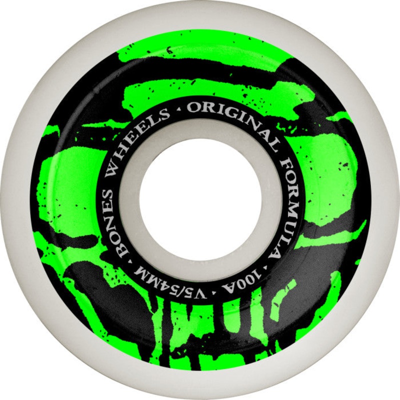 BONES WHEELS OG Formula Skateboard Wheels Mummy Skulls 54mm V5 Sidecut 4pk White 100A