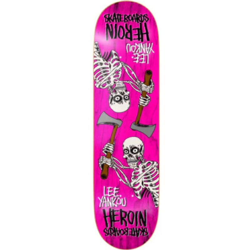 Heroin Yankou Axe Skeletons Symmetrical Skateboard Deck 8.25″ 8.25″ Blue Veneer