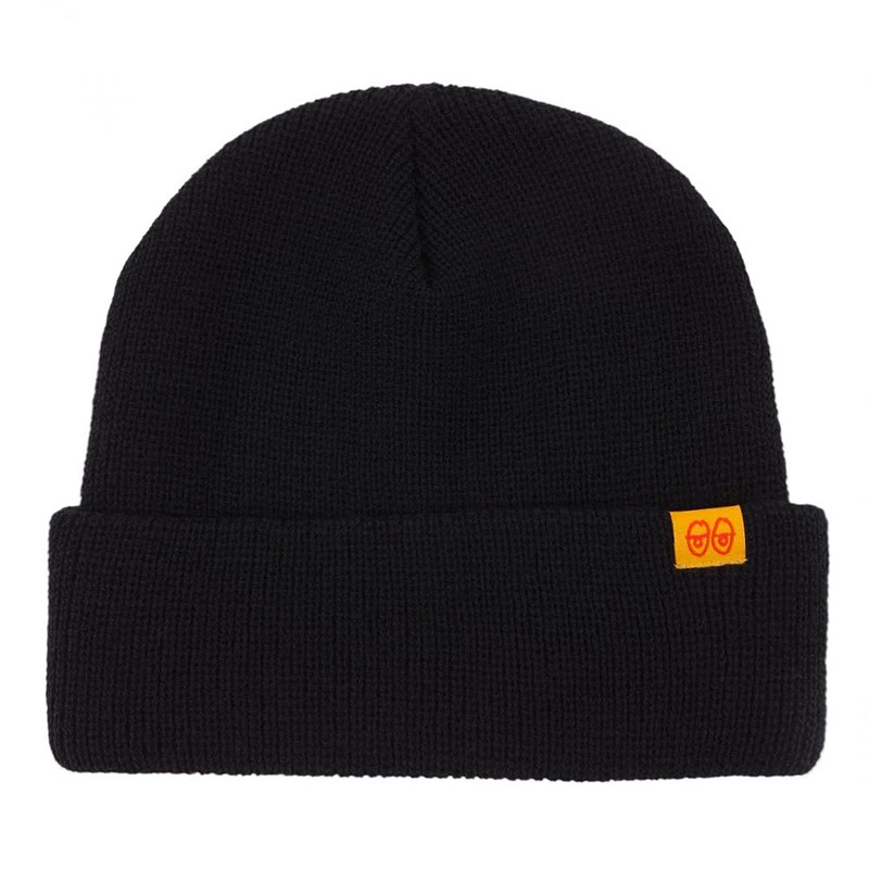 Krooked Eyes Clip Cuff Beanie – Black / Gold / Red