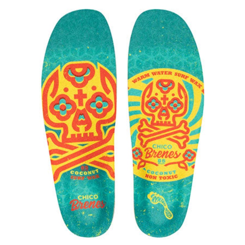 Remind Insoles Chico Brenes Skull Wax Cush Impact 6mm Mid-High Arch Insoles Teal/ Yellow 7-7.5