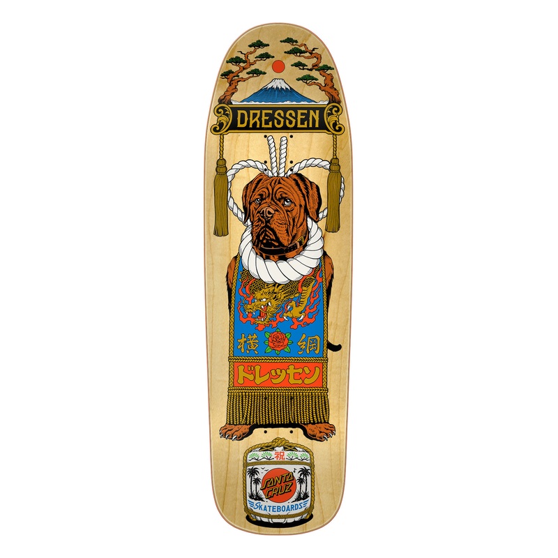 9.30in Dressen Sumo Dog Santa Cruz Shaped Skateboard Deck No Color 9.30in x 32.36in