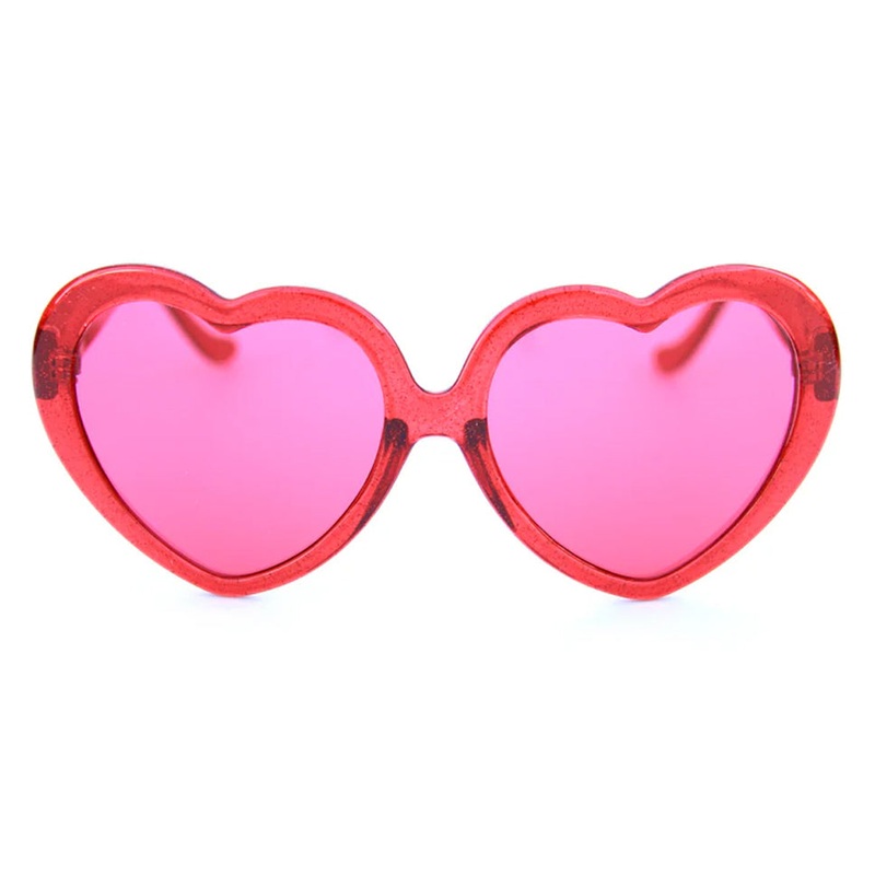 Happy Hour Eyewear Heart On Sunglasses Red Sparkle/ Red Lens One size fits all