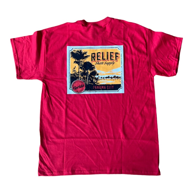 RELIEF POSTCARD POCKET T SHIRT RED S Red
