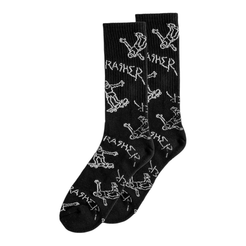 Thrasher Gonz Logo Crew Socks (Black/White) OS