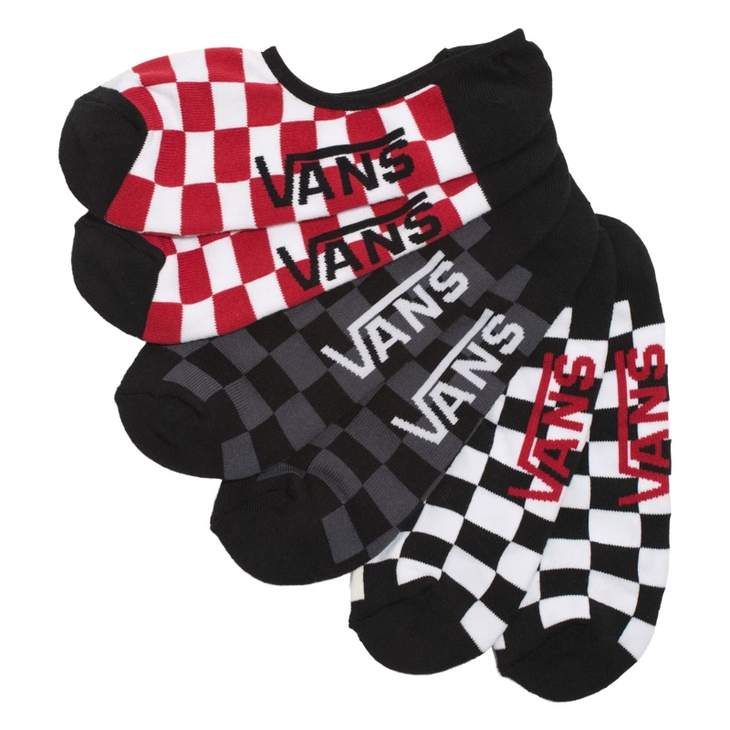 Vans Classic No Show Sock 3 Pack White/Black/Checker 9.5-13