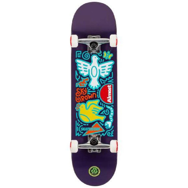 Almost Sky Skateistan Doodle Purple 7.875″ Skateboard Complete