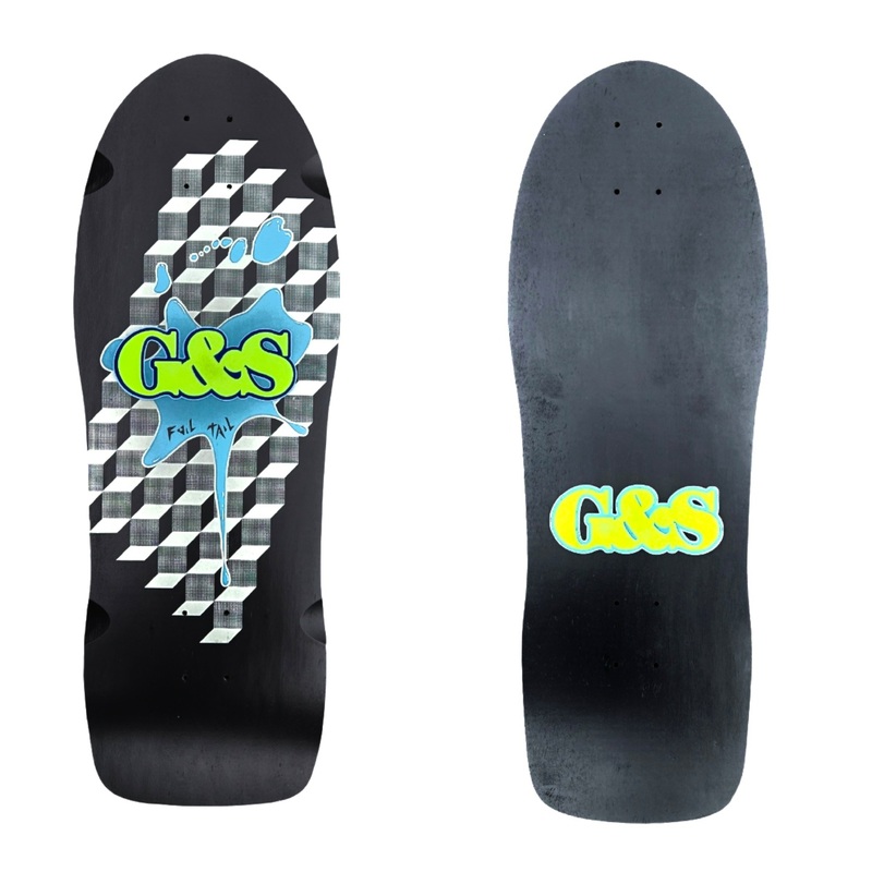 G&S FoilTail reissue Skateboard – BLACK / BLUE SPLAT (Glow in the dark)
