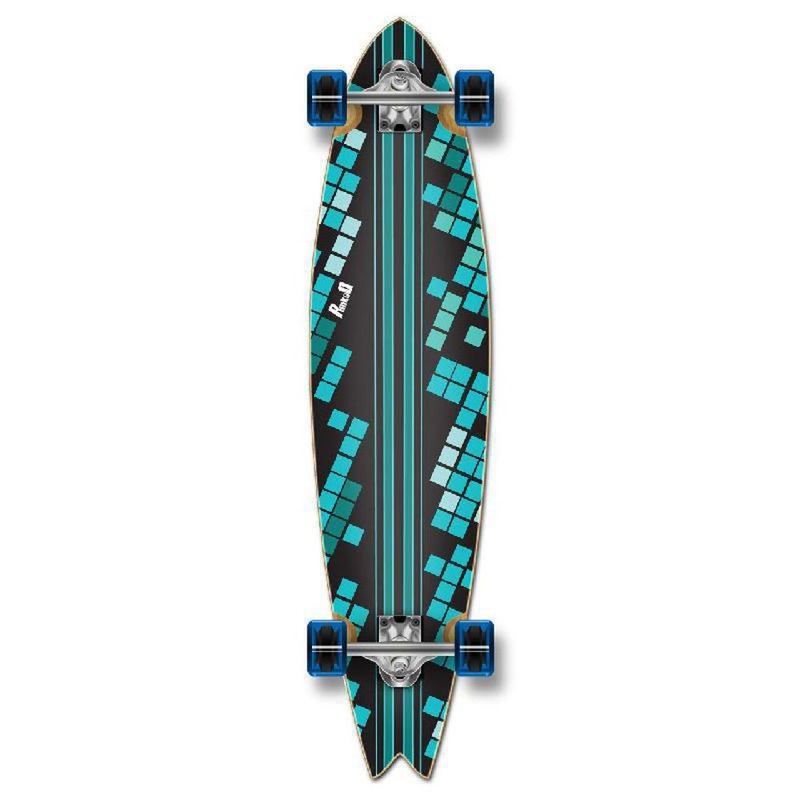 Punked Fishtail Black Digital Wave Longboard Complete Complete