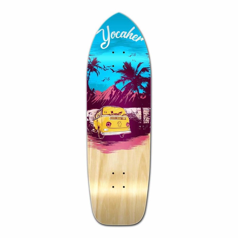 Punked Old School Longboard Deck -VW Series – Blue N’ Red Deck