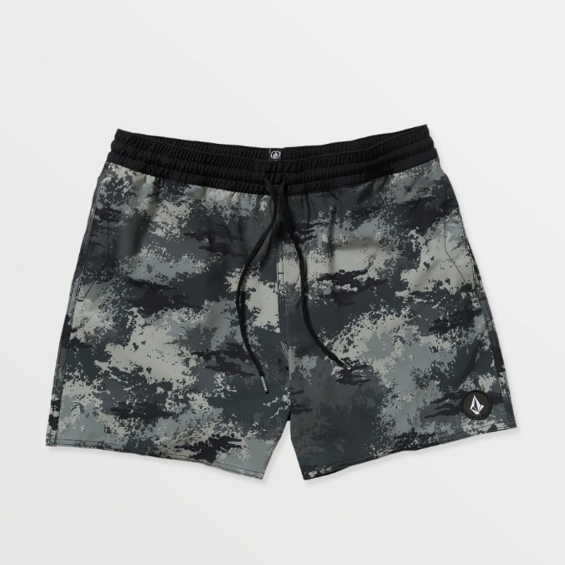 Volcom Men’s Lido Print 16″ Trunks – Black Small (28″-30″) Black