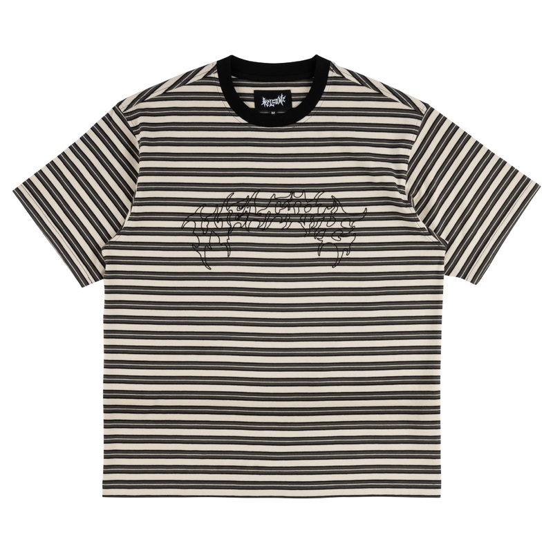 Welcome Concrete Stripped Short Sleeve T-Shirt Medium Grey