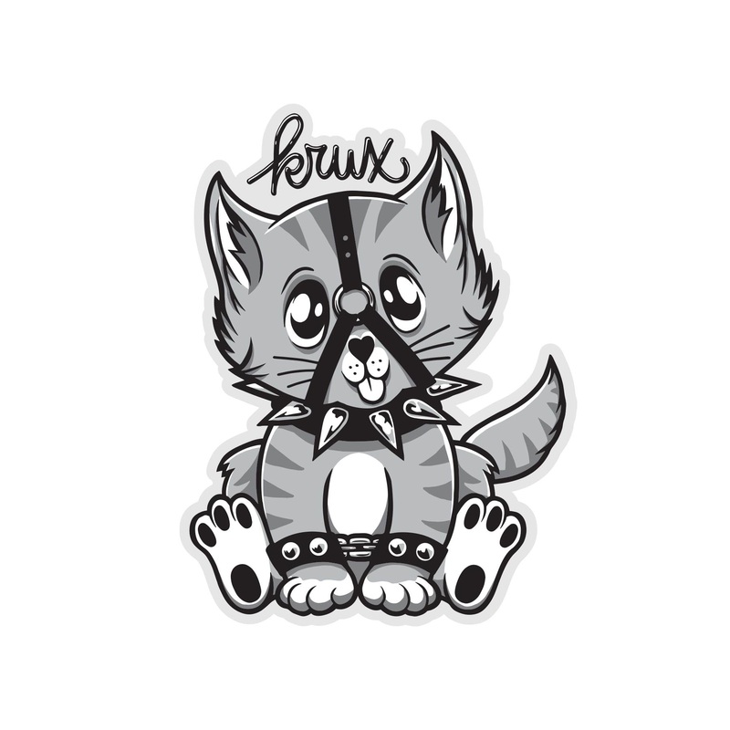 Bondage Kitty 4in Krux Stickers (25 Pack) Grey 3 in