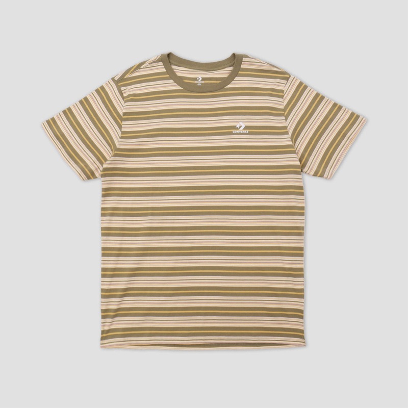 Converse Cons Striped T-Shirt Mossy Sloth Small