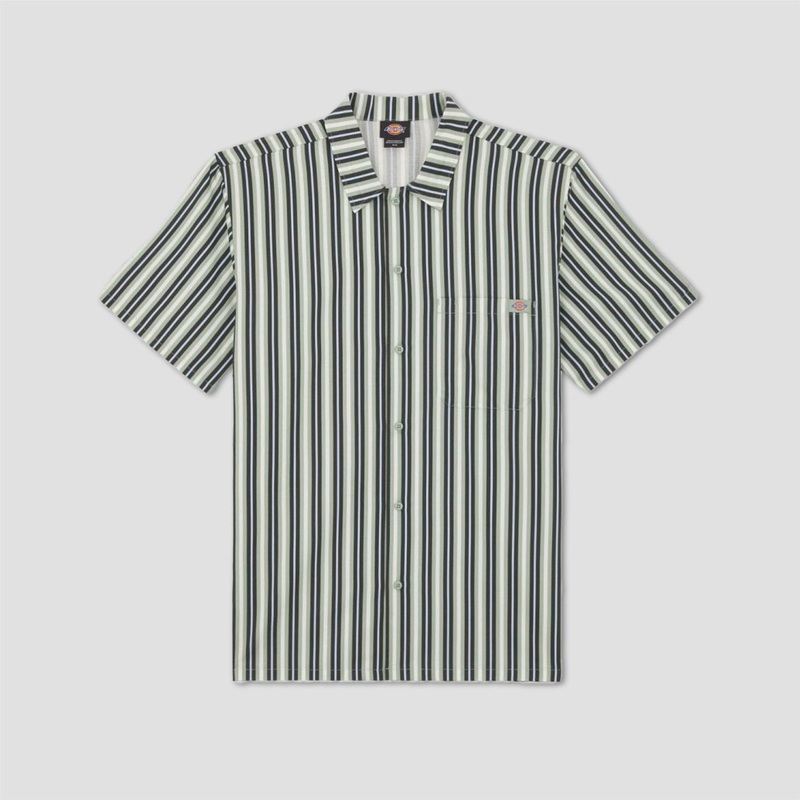 Dickies Multi Stripe Shortsleeve Work Shirt Iceberg Small