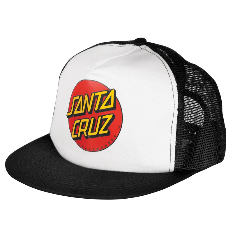 Santa Cruz Classic Dot Mesh Trucker High Profile Hat – Black/White Black/White