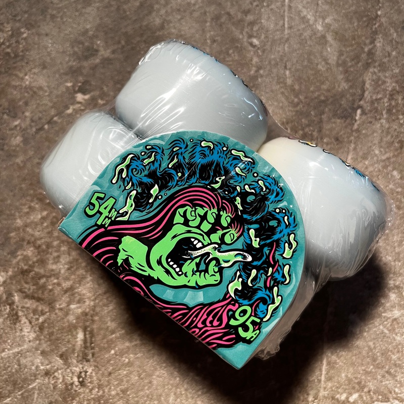 Slimeballs Wheels – Hairballs 50-50 White/Teal Wheel – 54mm 95a