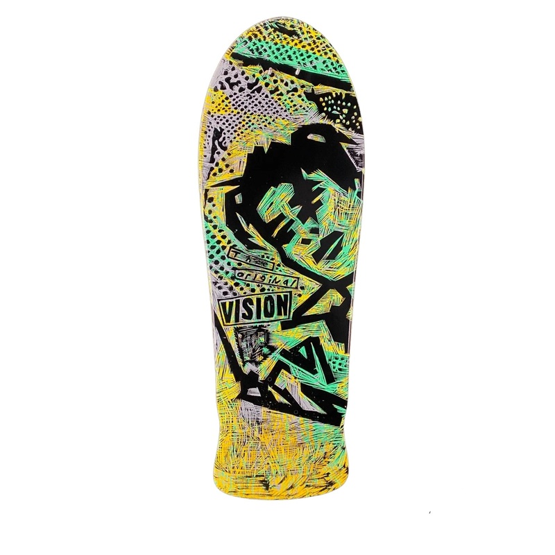 “WOOD CUT” Vision Gonz reissue Skateboard Deck – PINK GREEN / YELLOW