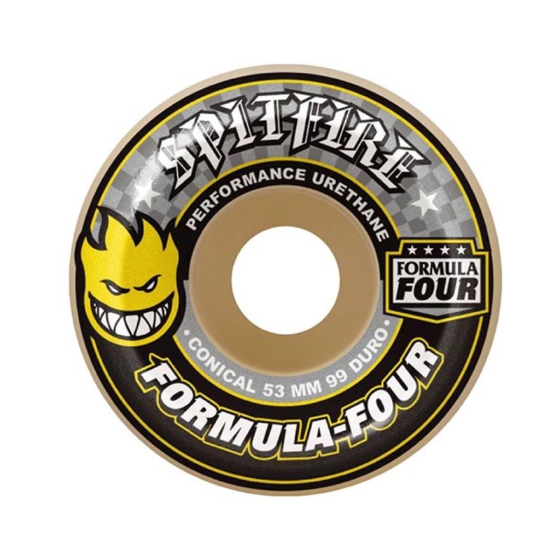 Spitfire Formula Four Conical 53mm 99a Skateboard Wheels 53mm Duro 99a Conical/Sidecut