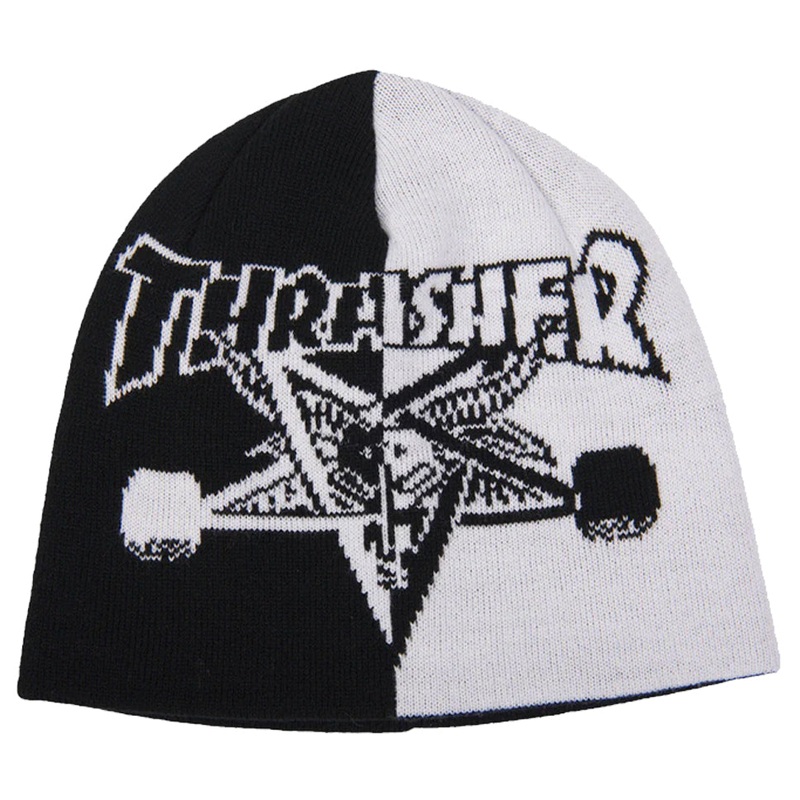 Thrasher Magazine Skategoat Split Skully Beanie Black/ White One Size Fits All