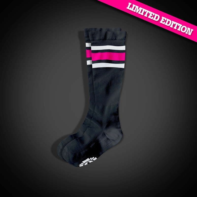 Compression Socks: PINK Stripes (Black) S