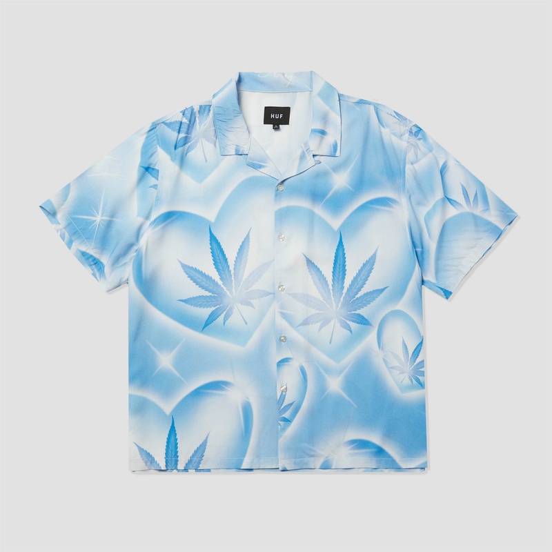 Huf Love In The Air Shortsleeve Resort Shirt Pool Blue Small