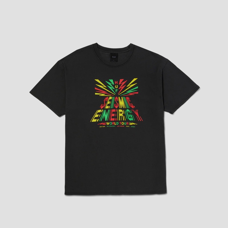 HUF Seismic Bass Wash T-Shirt Washed Black Small